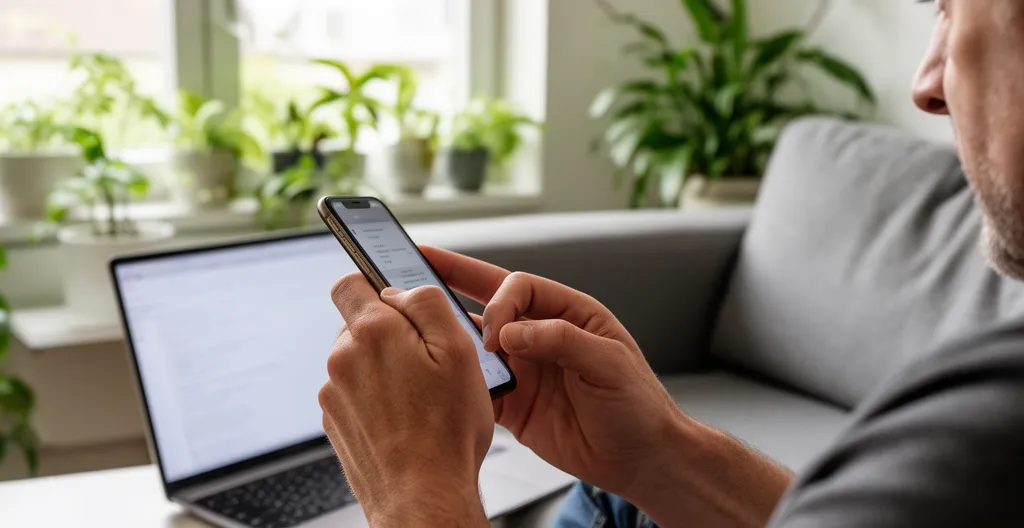 Contact téléphonique avec une agence immobilière depuis un salon